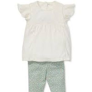 Ralph Lauren Infant Short Sleeve Lace Top Floral Leggings Set Boho NWT $60